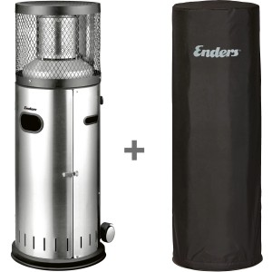 Enders Gas-Terrassenheizer Polo 2.0 aus Edelstahl mit Wetterschutzhülle.
