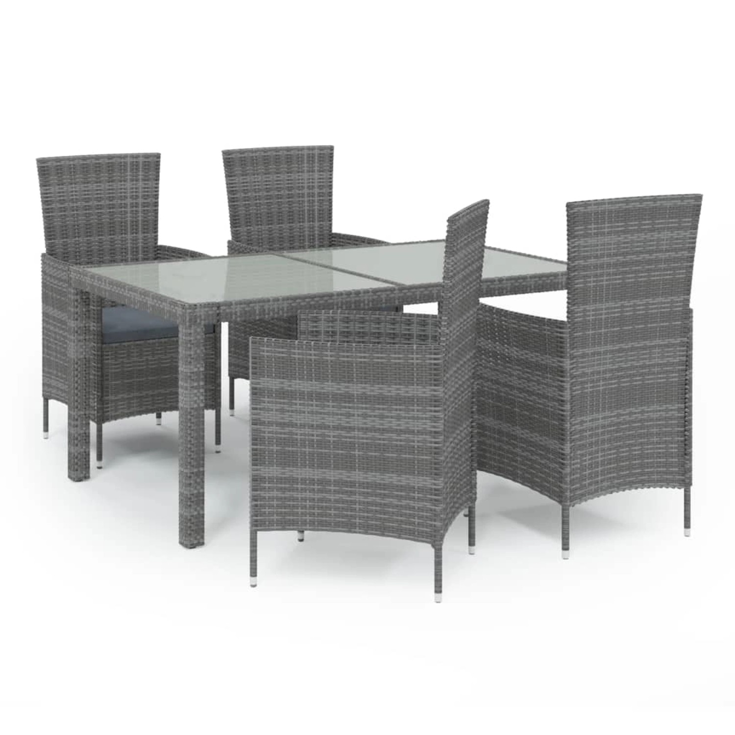 vidaXL 5-tlg Garten-Essgruppe mit Kissen Poly Rattan Grau Modell 14 günstig online kaufen