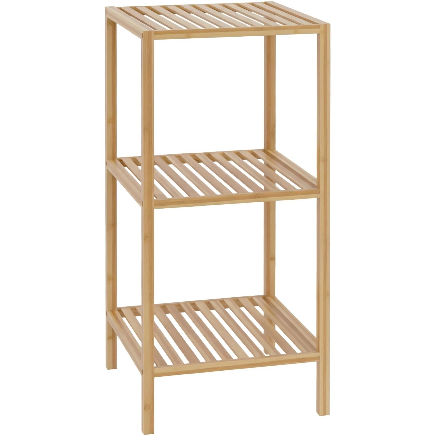 DELUKE Badregal NEUSS S 36x36x79cm Holz Natura Badezimmer-Aufbewahrungsregal Bambusregal Organziger Bad