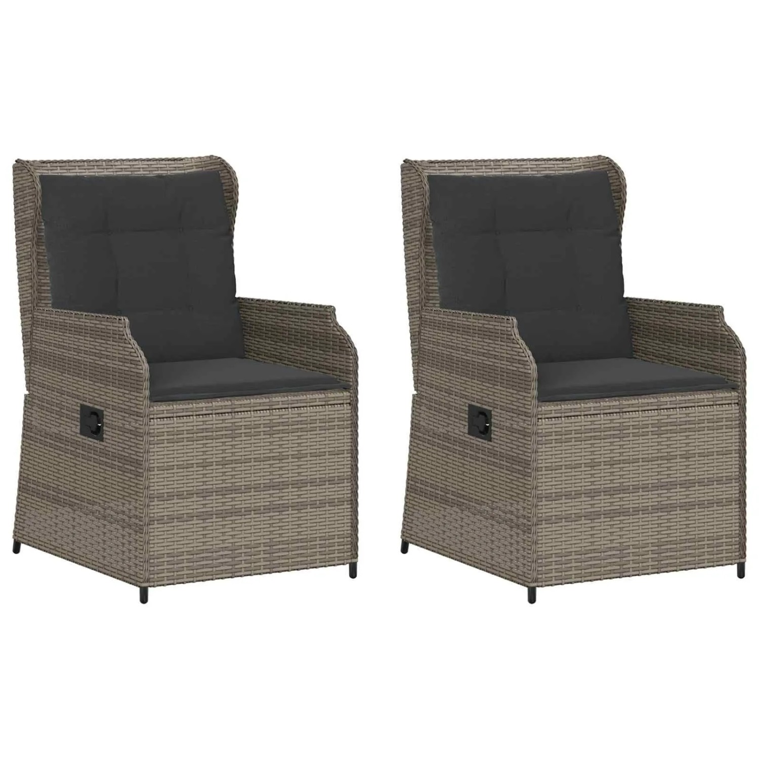 vidaXL Gartenbank 2 Stk Grau Poly-Rattan 3394487