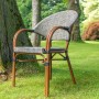 Acamp Sessel Maui im Bambus-Look, Teil des 5-tlg. Gartenmöbel-Sets mit Tisch, Cappuccino-Farbe.