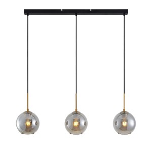 Lindby Pendelleuchte Hiwana 9627210 Modern in Alu aus Glas 3-flammig E27 Wohnzimmerleuchte
