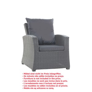 Anthrazitfarbenes Sitzkissen-Set für Polyrattan-Sessel, bestehend aus Sitz- und Rückenkissen.