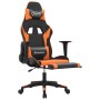 Gaming-Stuhl in Schwarz und Orange mit Fußstütze und Massagefunktion.