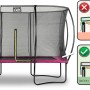 Rechteckiges EXIT Silhouette Gartentrampolin 244x366cm in Rosa mit Sicherheitsnetz und Fußschutzsystem.