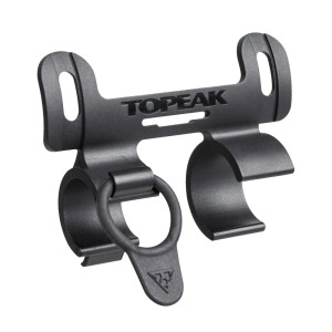 Schwarze Topeak Fahrradpumpen-Halterung für den Rahmen. Sichere Befestigung für Handpumpen wie Roadie DAG.