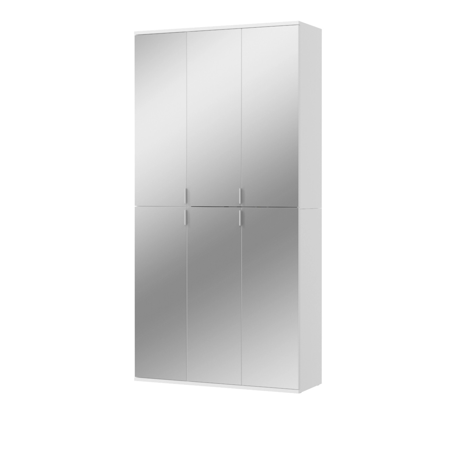 Inn.Furn Garderobenschrank Weiß 91 cm 6-türig mit Spiegel SystemX günstig online kaufen