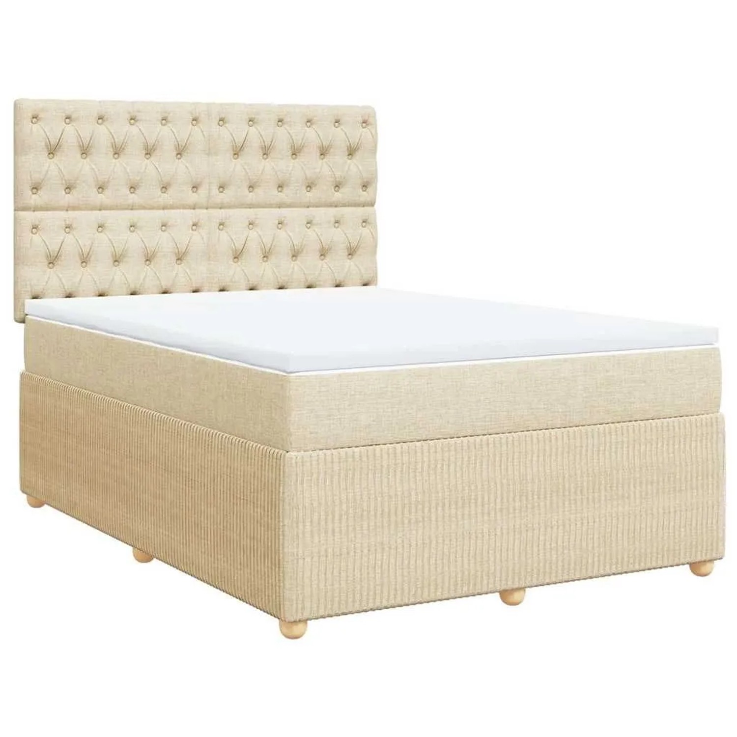 vidaXL Boxspringbett mit Matratze Creme 160x200 cm Stoff 3292119