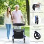 Costway Rollator, faltbar, blau, mit Sitz, als Gehhilfe und Ruhestuhl nutzbar.