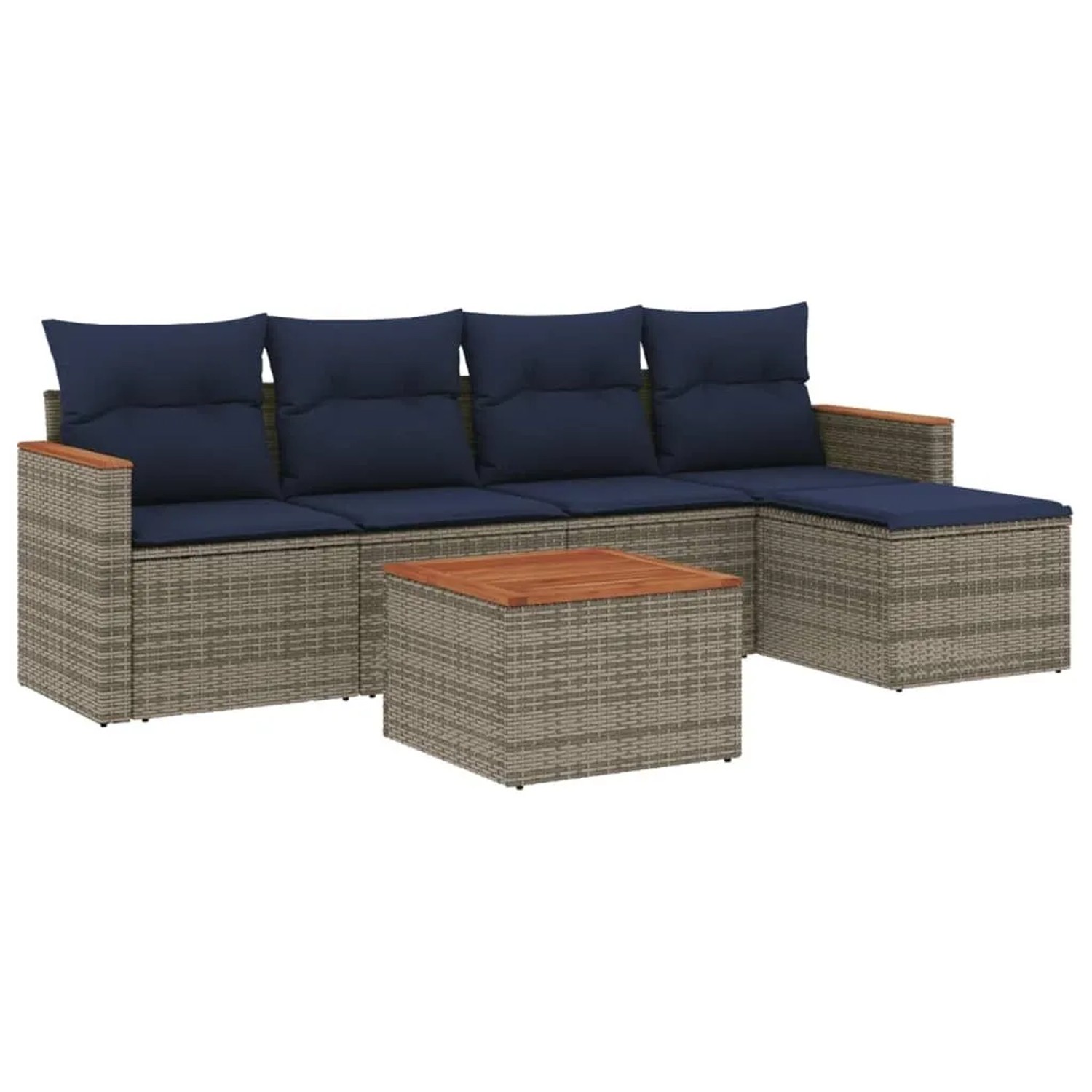 vidaXL 6-Tlg Gartensofa-Set mit Kissen Grau Polyrattan 3225928 günstig online kaufen
