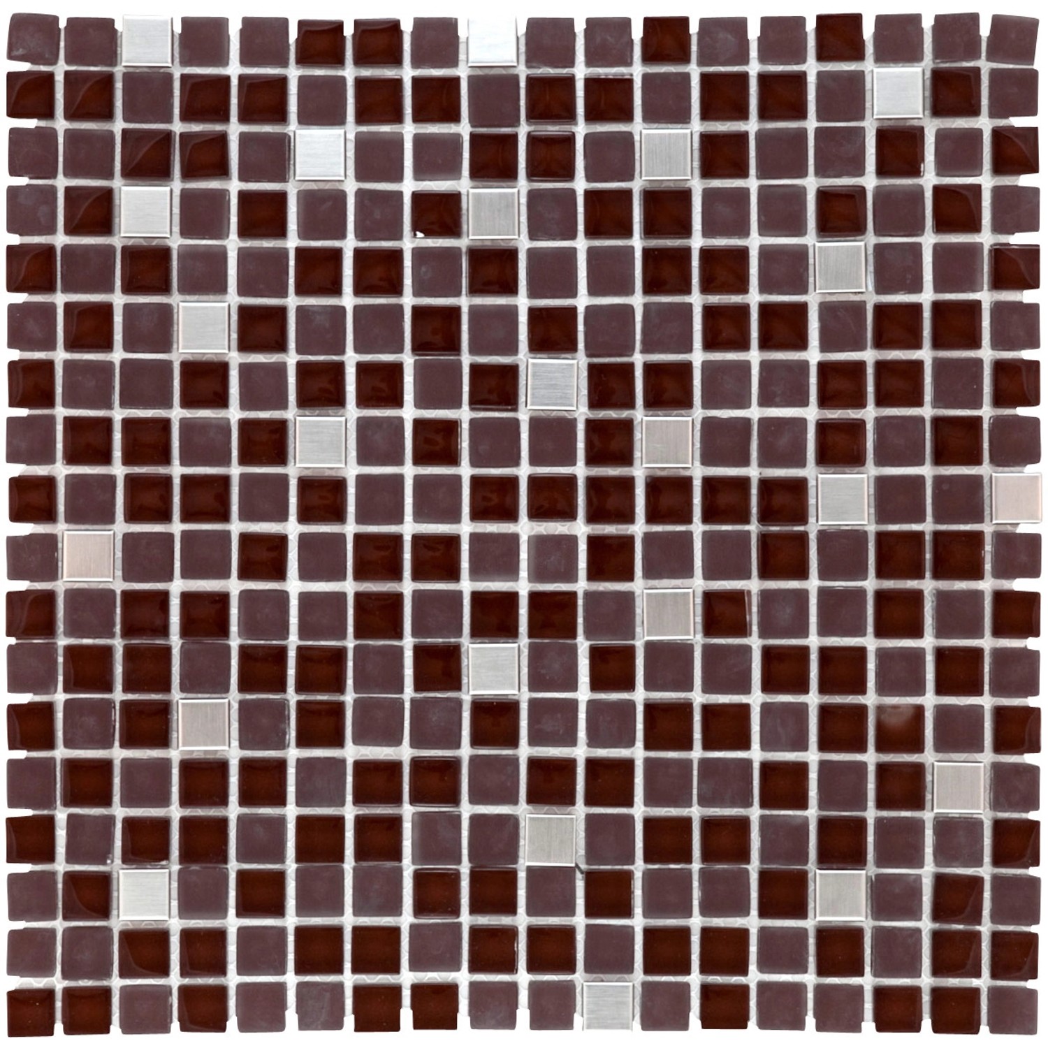 Mosaikmatte Glas Naturstein Edelstahl 30 cm x 30 cm