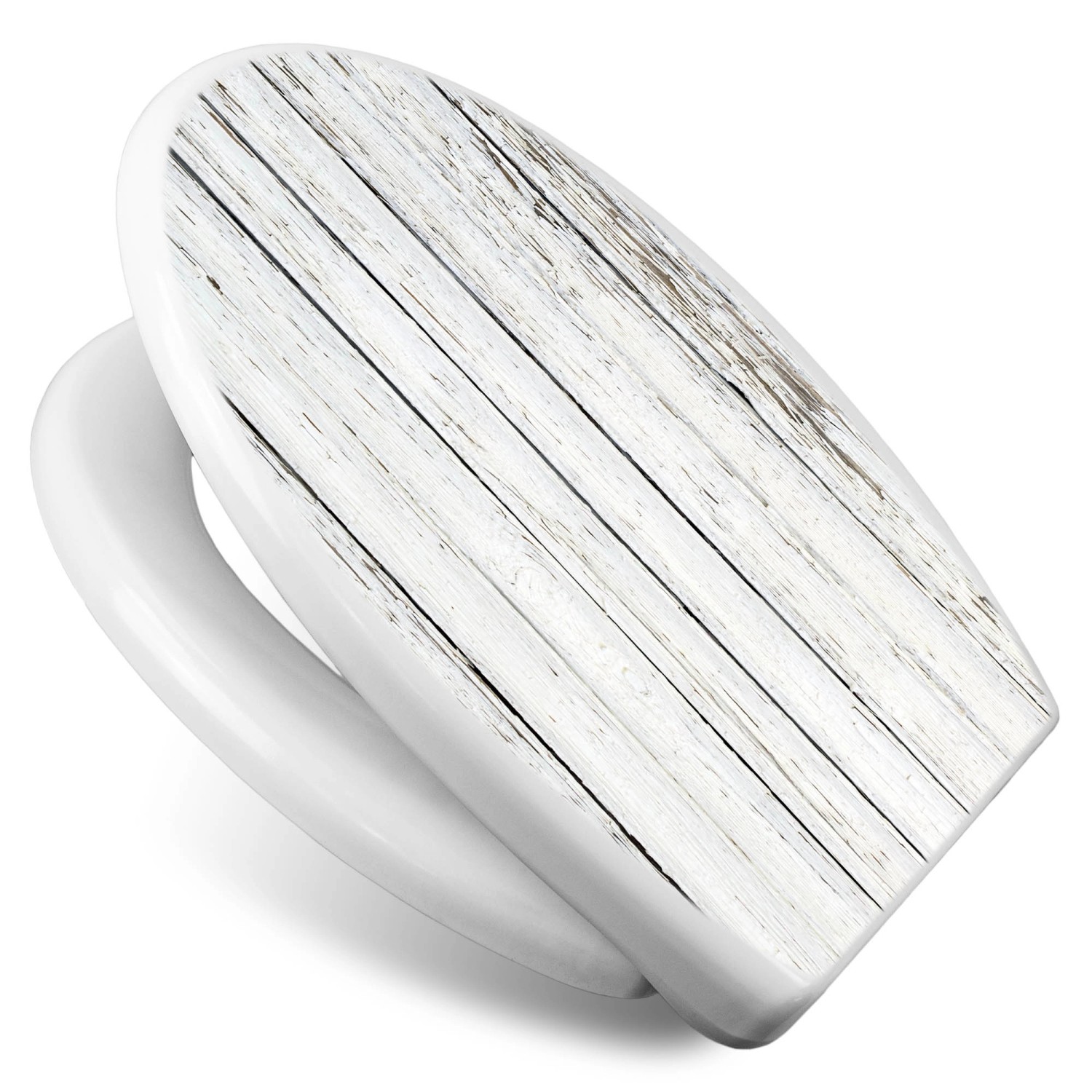 Banjado WC-Sitz mit Absenkautomatik, Motiv Weißer Bretterzaun, aus Duroplast.