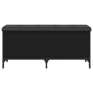 Schwarze vidaXL Sitzbank mit Stauraum, gepolstert, 102x42x45 cm, Holzwerkstoff und Metall.