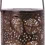 Dekorative Solarlaterne mit Blattmuster, Metall, 20x12cm, für Garten & Balkon.