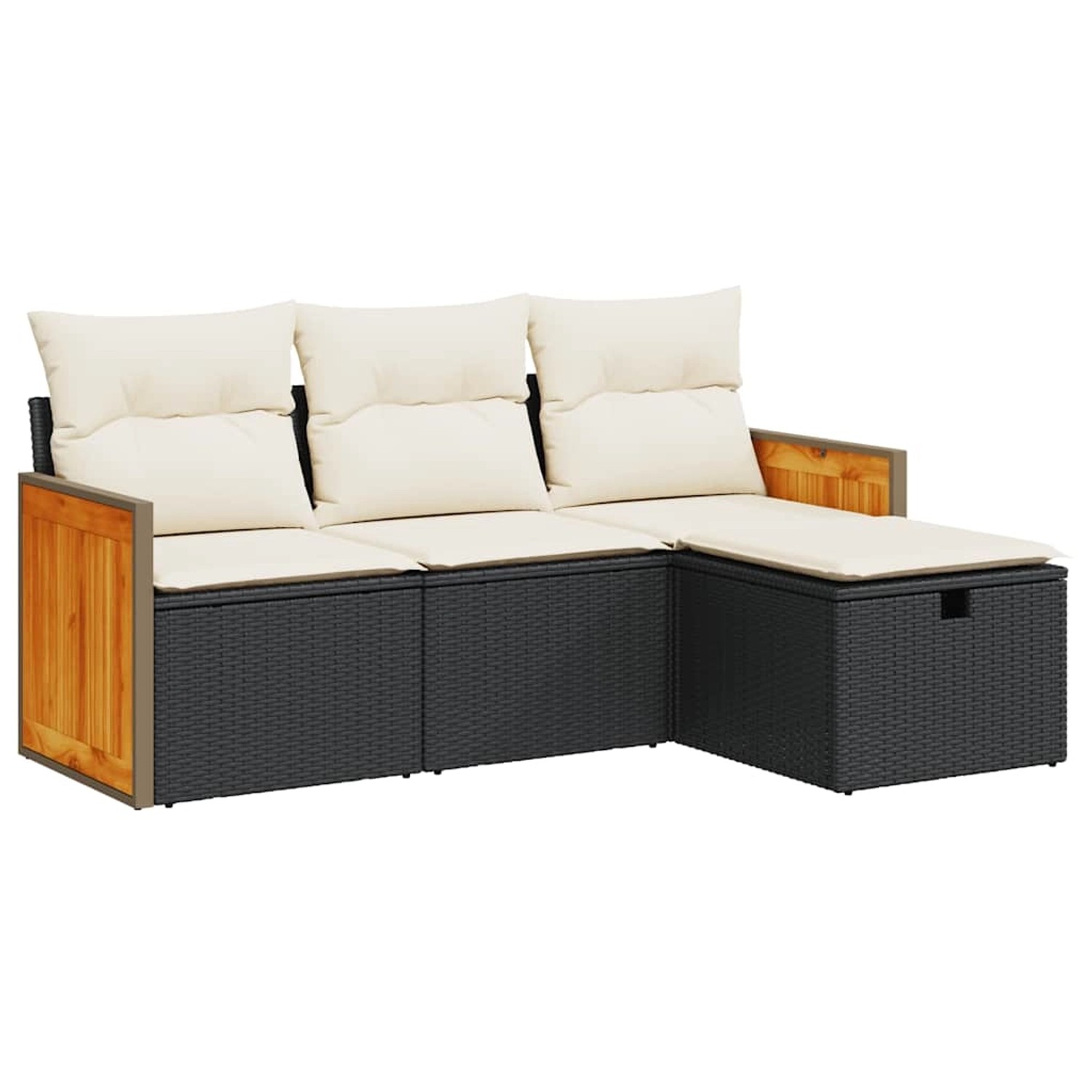 vidaXL 4-Tlg Garten-Sofagarnitur mit Kissen Schwarz Poly Rattan 3326004 günstig online kaufen
