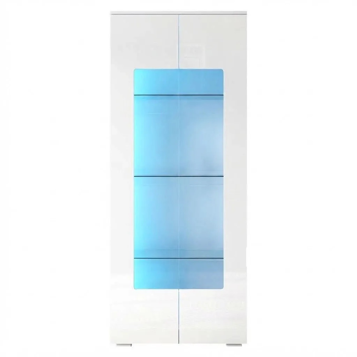 Merax Vitrine Hochglanz LED Glasvitrine 70x40x173 cm mit 2 Acryltüren Hochschrank Weiß