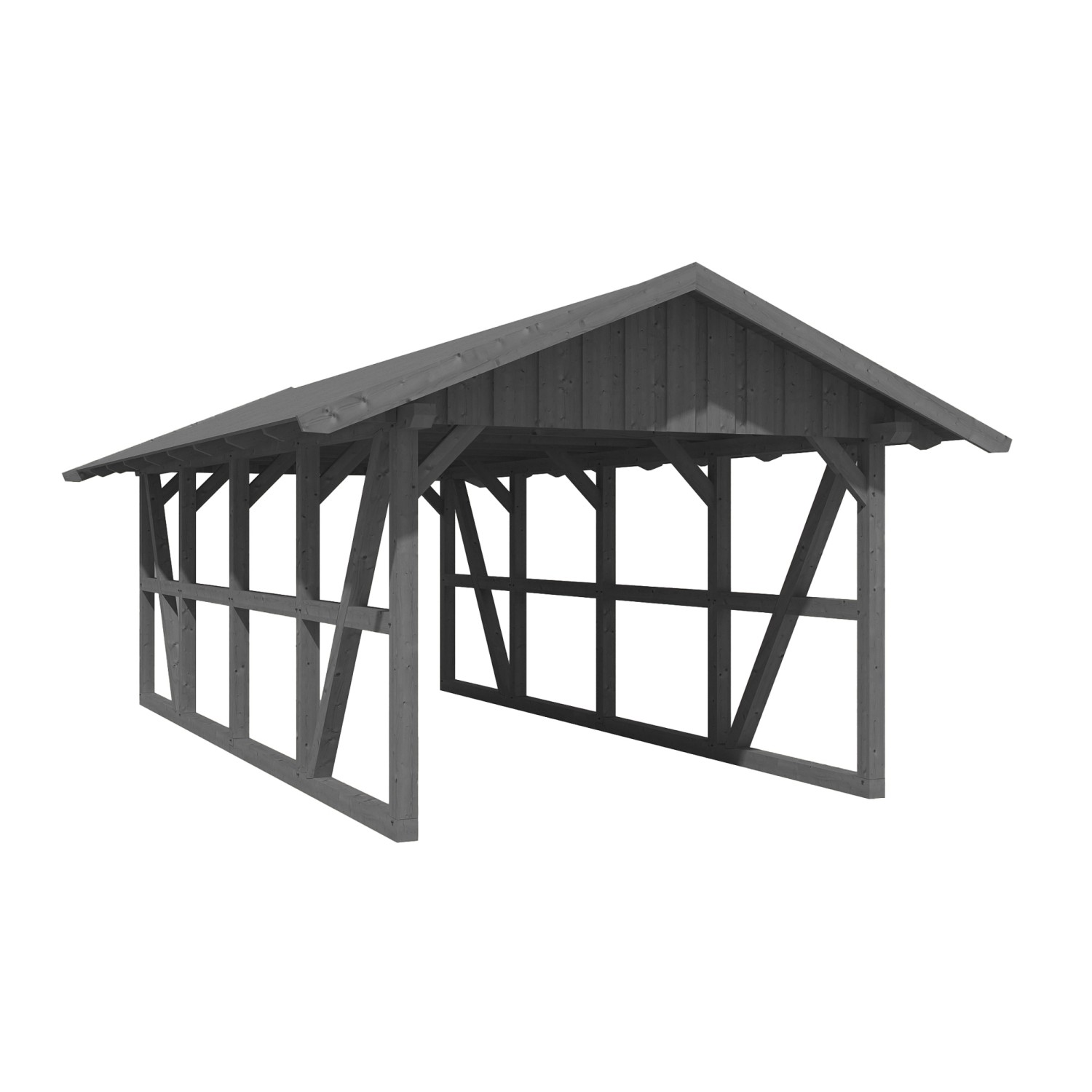 Skan Holz Carport Schwarzwald mit Dachschalung 424 x 772 cm Grau günstig online kaufen