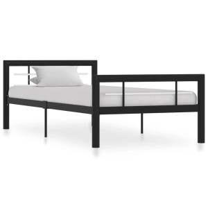Schwarzes vidaXL Bettgestell aus Metall, 90x200 cm, mit Lattenrost.
