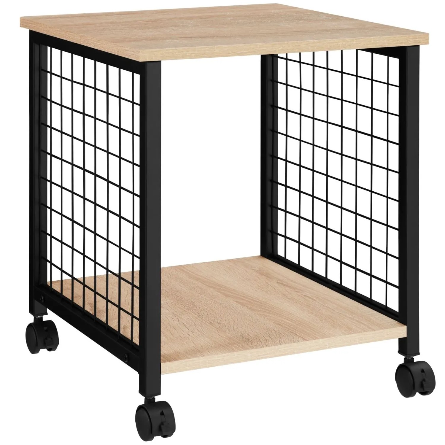 Tectake Beistelltisch Gary Industrial Style Holz und Stahl  40 x 40 x 48 cm Industrial Holz Hell  Eiche Sonoma