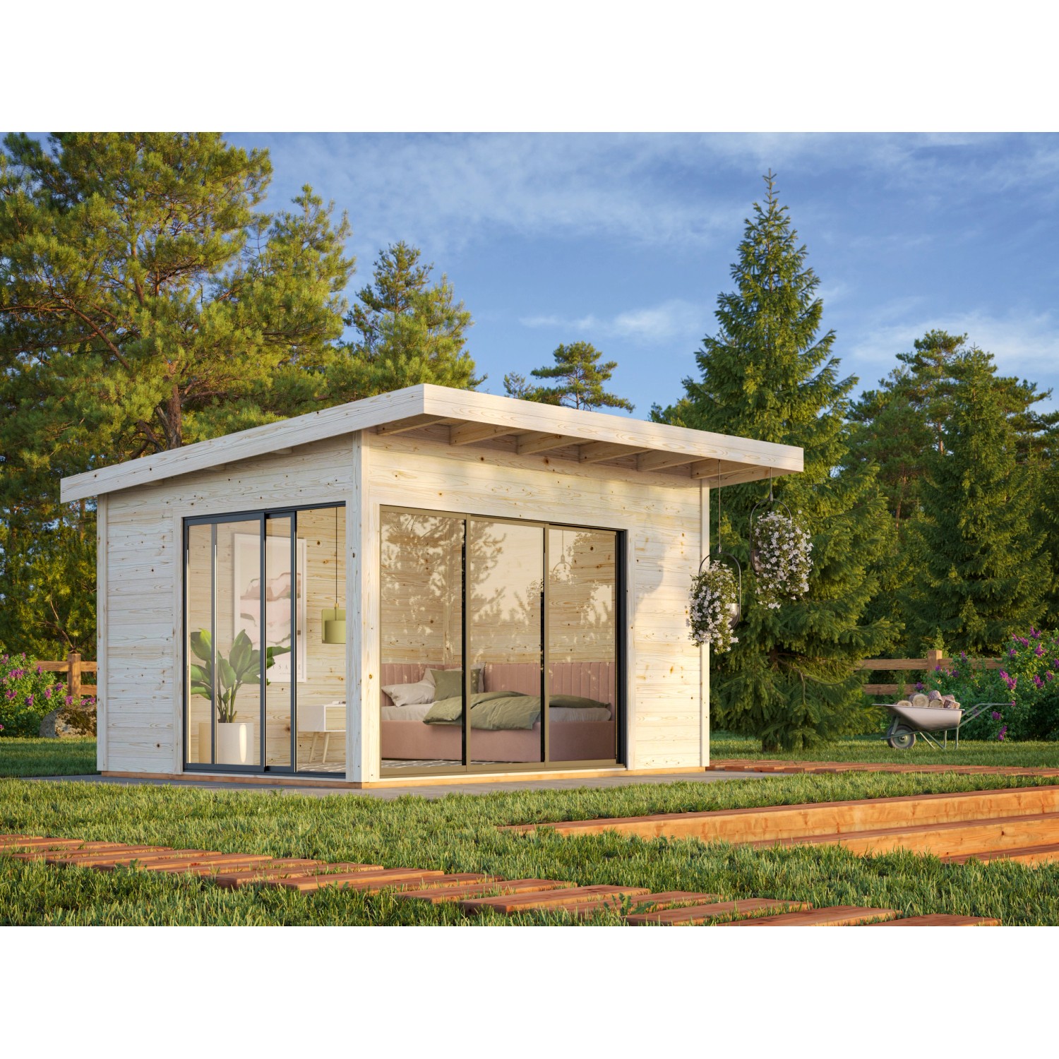 Palmako Gartenhaus Andrea Slide Plus 390 x 300 cm Weiß-Anthrazit FSC® günstig online kaufen