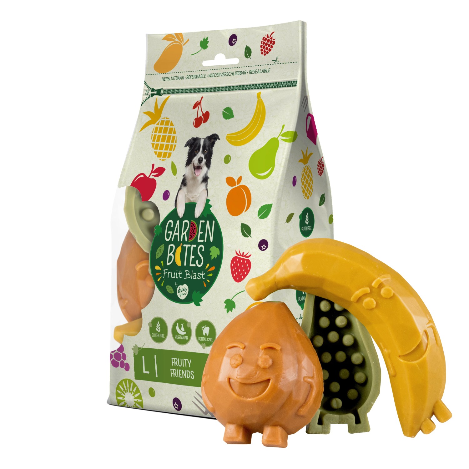 Duvoplus Hunde-Belohnungssnacks Garden Bites Fruity Friends Mehrfarbig L 3 Stk.