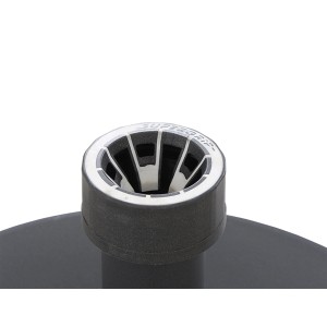 Detailaufnahme: Anthrazitfarbener Siena Garden Schirmständer aus Kunststoff mit Supergrip-Halterung.