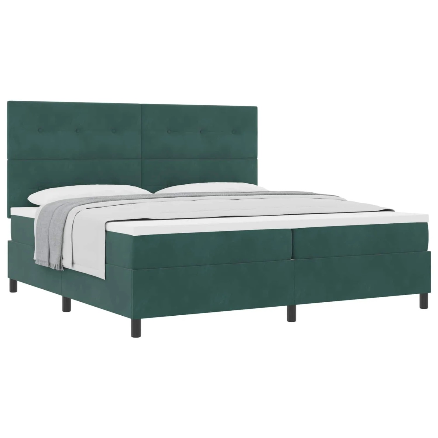 vidaXL Boxspringbett mit Matratze Dunkelgrün 200 x 200 cm Stoff 3339857
