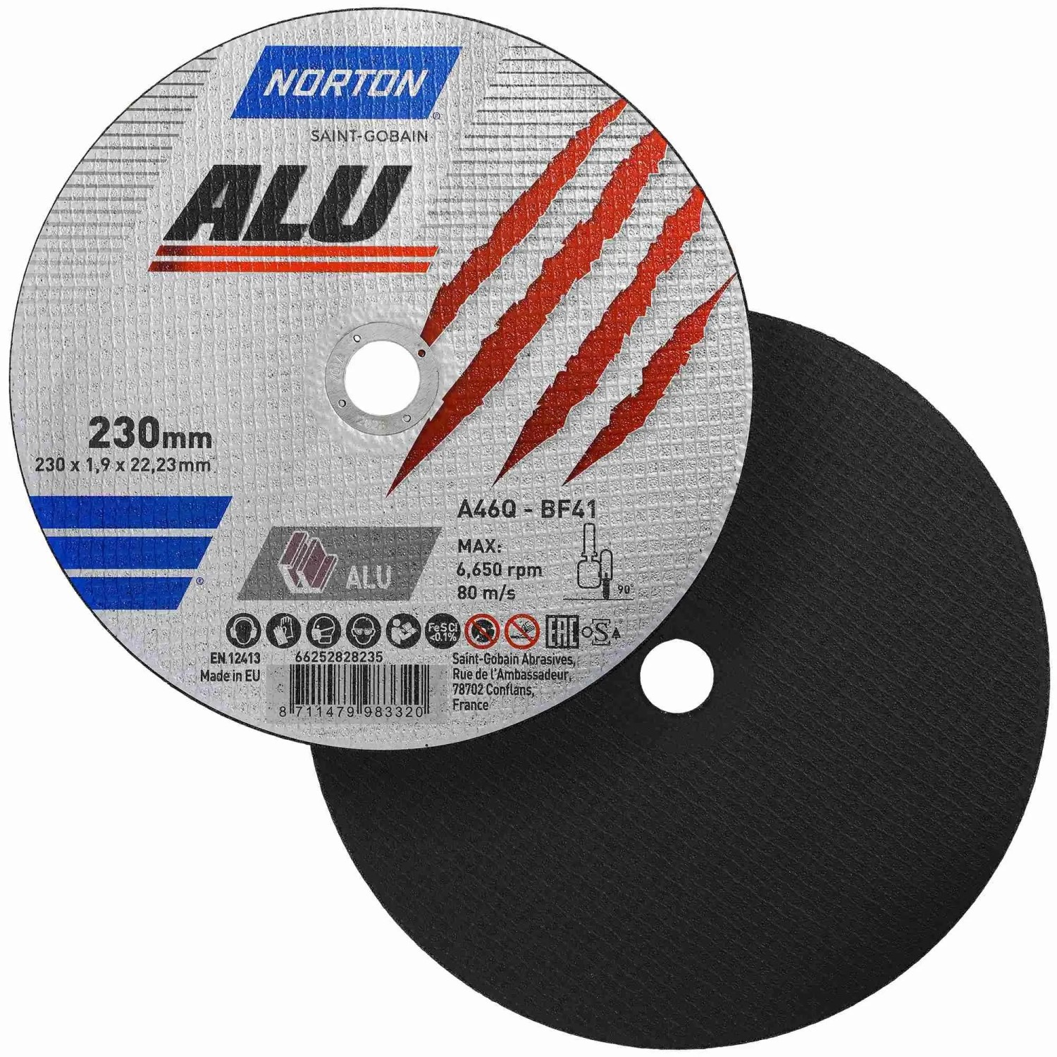 Norton Trennscheibe A 46 Q ALU 230 x 1,9 x 22,23 mm 10 Stück