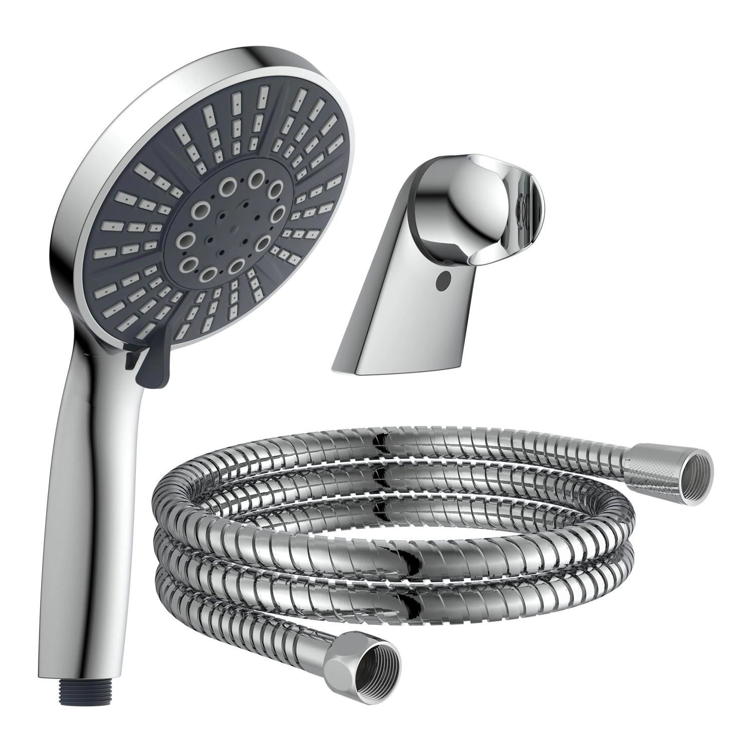 Schütte Handbrause-Set Adria Chrom mit Brausekopf, Halterung und Schlauch.