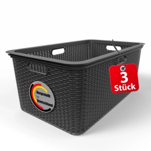 BigDean 3 Stück Wäschekorb 59x39x26 Cm Rattan Design Wäschewanne Made In Germany