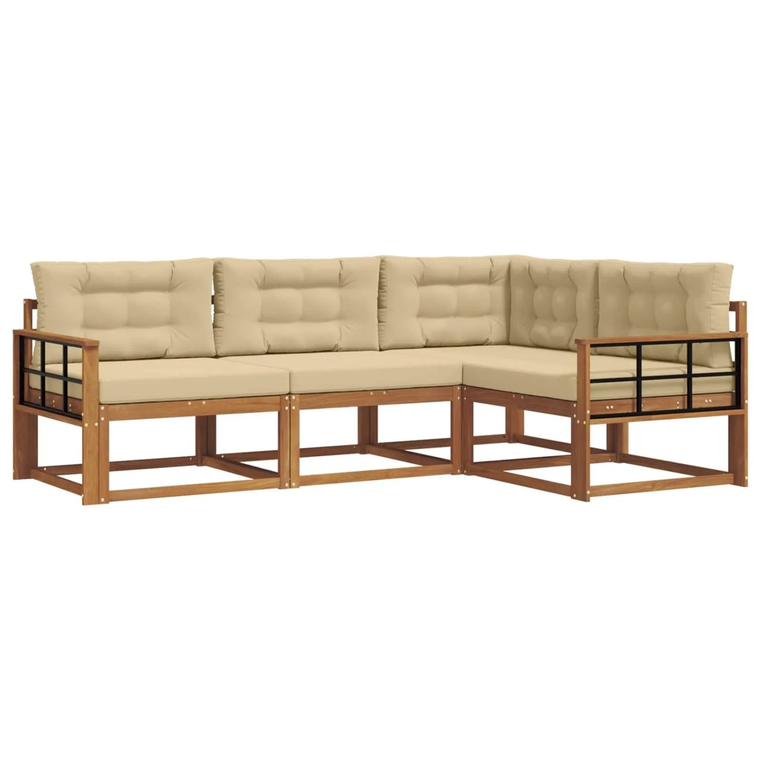 vidaXL Outdoor-Sofagarnitur mit Kissen 4-Tlg Natur und Beige 3367521