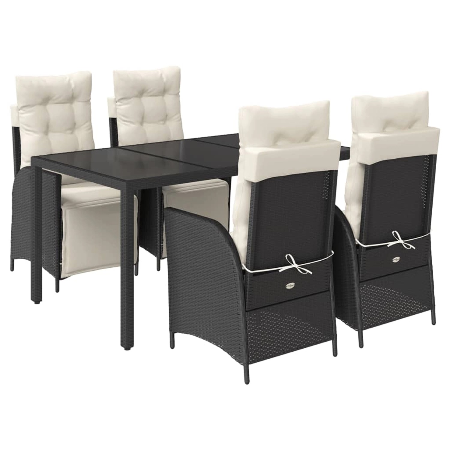 vidaXL 5-Tlg Garten-Essgruppe mit Kissen Schwarz Poly Rattan 3213316 günstig online kaufen
