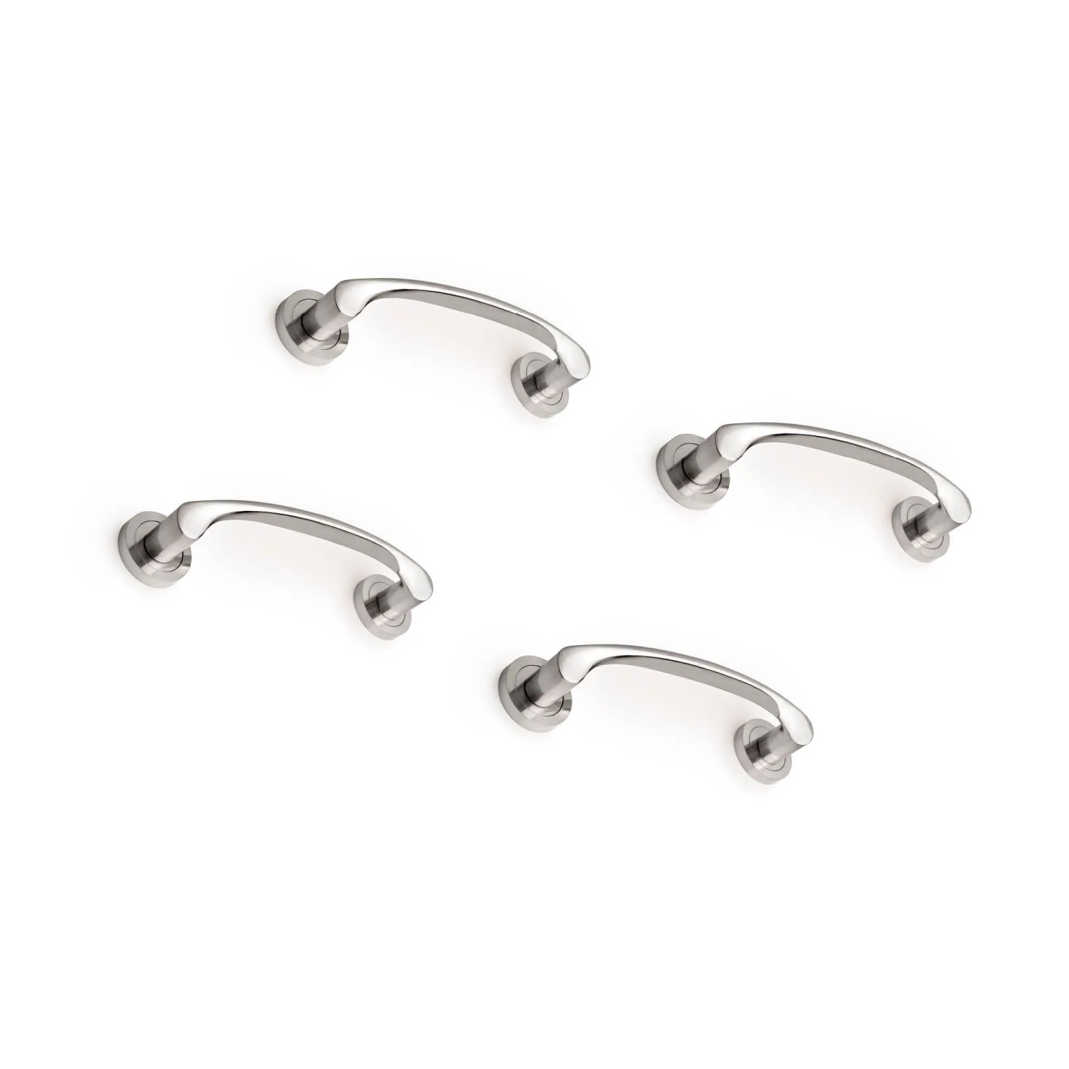 Emuca Satz von 5 Perth Griffe für Tieftüren mit 50x50 mm RoSette Aluminium und Zamak Nickel Satiniert