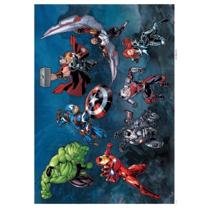 Komar Wandsticker Avengers Crew, Wanddekoration mit Superhelden wie Hulk, Thor und Iron Man.