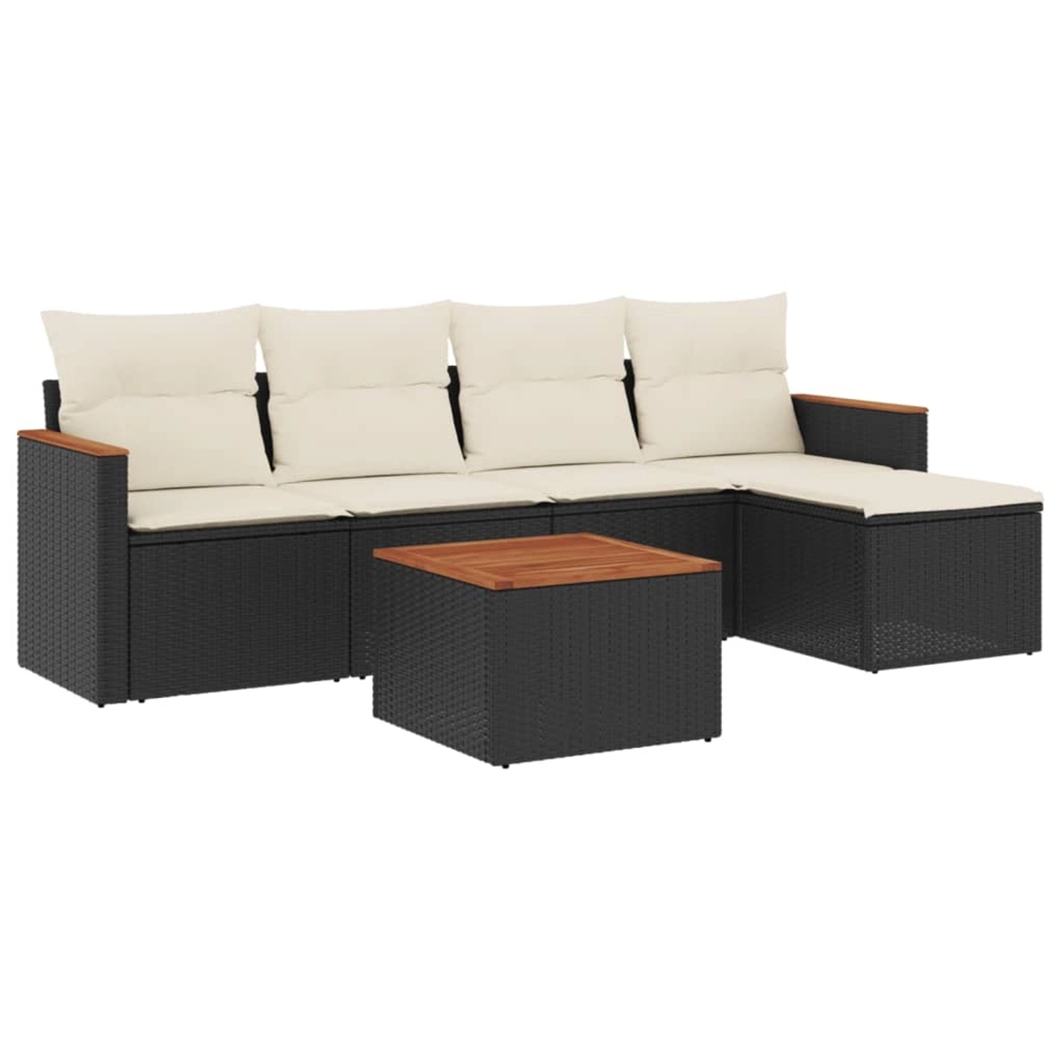vidaXL 6-Tlg Garten-Sofagarnitur mit Kissen Schwarz Poly Rattan 3258325 günstig online kaufen