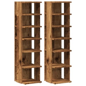 vidaXL Schuhschränke 2 Stk Altholz-Optik 28x27x102 cm Holzwerkstoff 856665