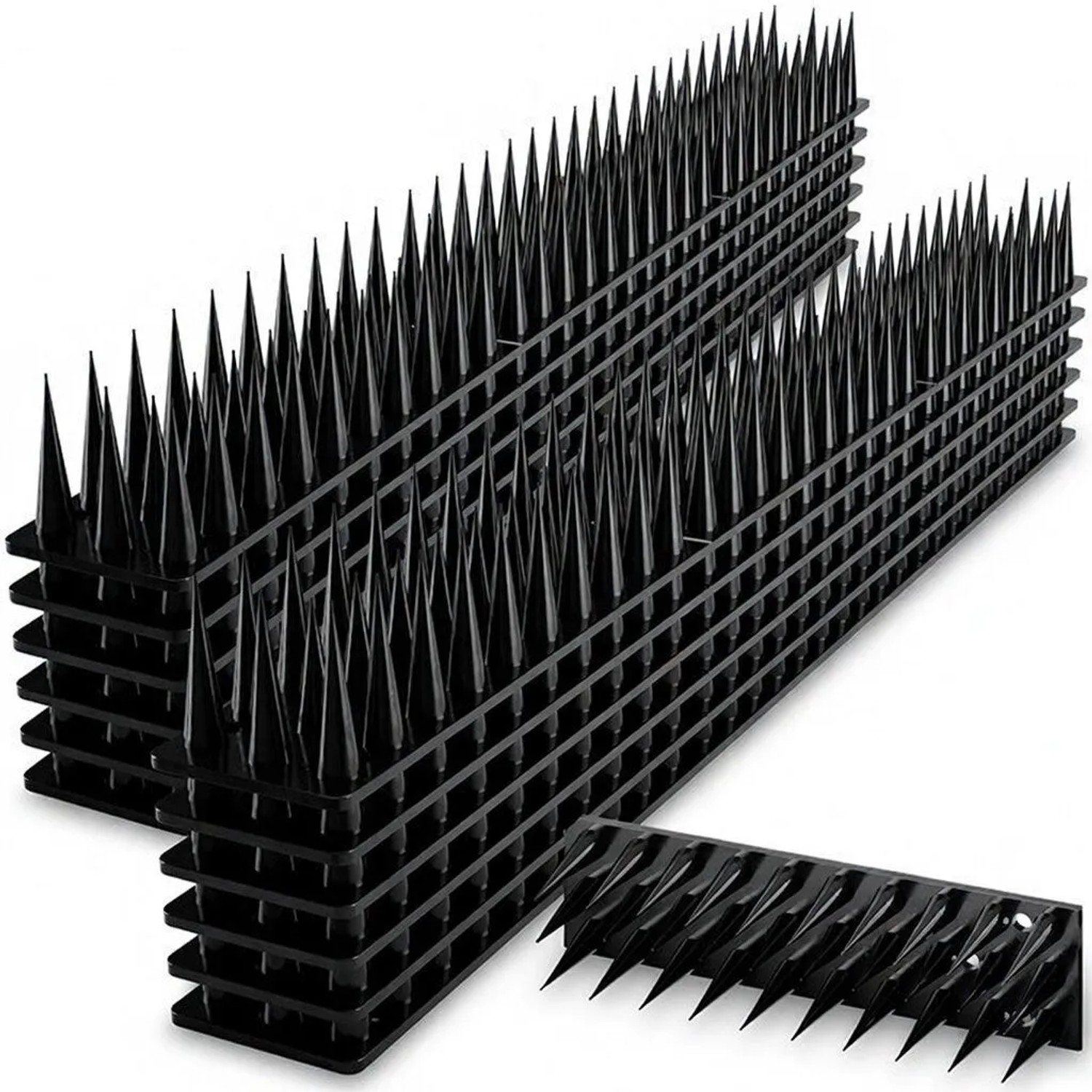 TTL GARDEN Vogelabwehr Spikes 20m Kunststoff 37mm Taubenabwehr Vogelschreck 48 Elemente 42,5cm Dachrinne Balkonschutz