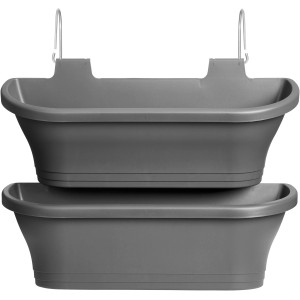 2er-Set Elho Corsica Geländertöpfe, anthrazit, rechteckig, 51x17x23 cm, mit Haken zur einfachen Anbringung.