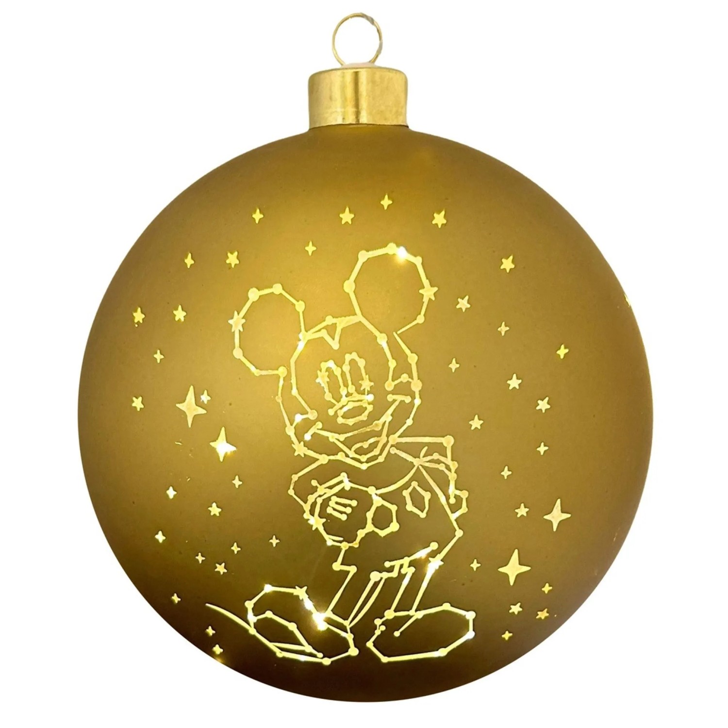 Disney Glas-Kugel mit Beleuchtung Mickey Sterne Groß Ø 15 cm Gold