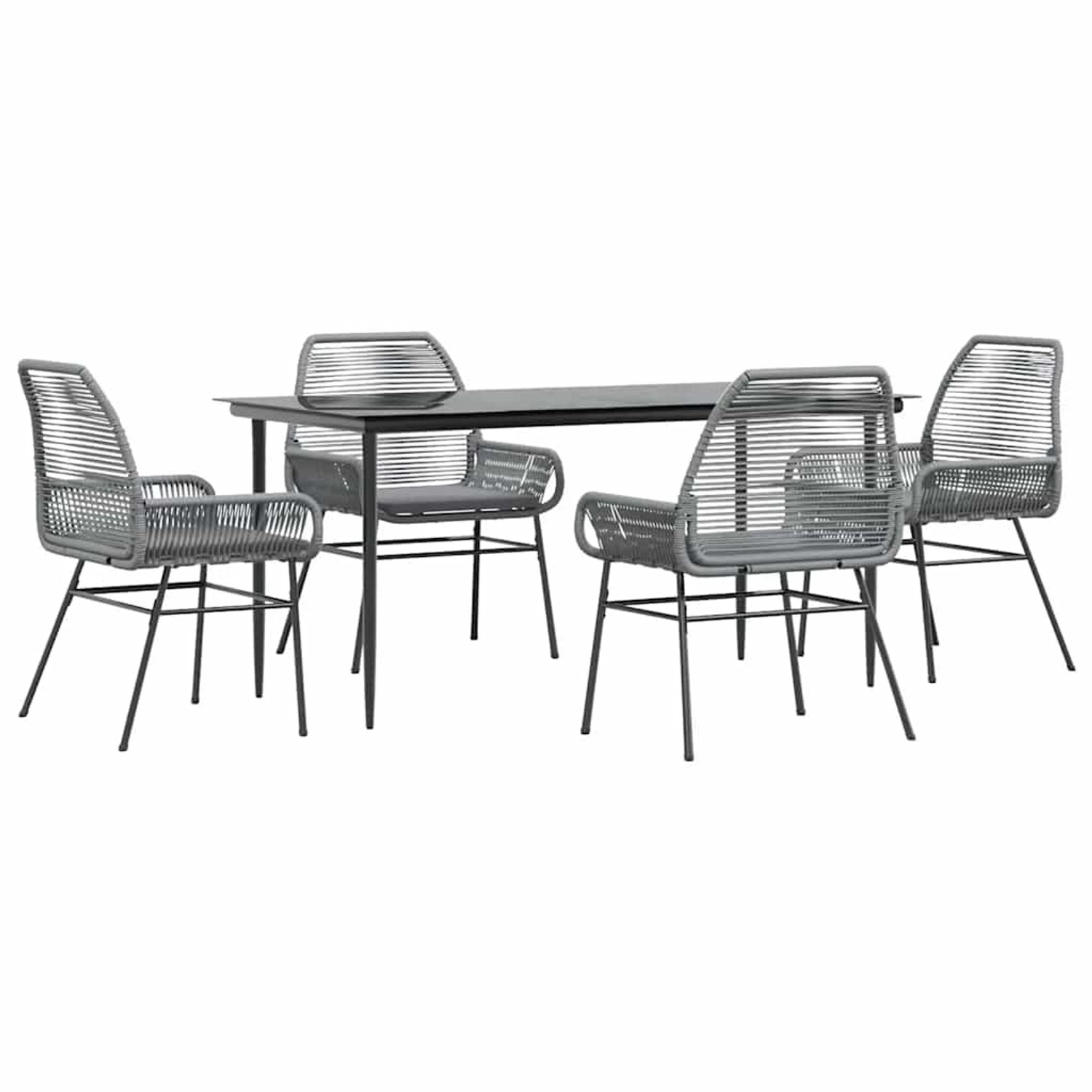 vidaXL 5-Tlg Garten-Essgruppe mit Kissen Grau Poly Rattan Glas 3334481 günstig online kaufen