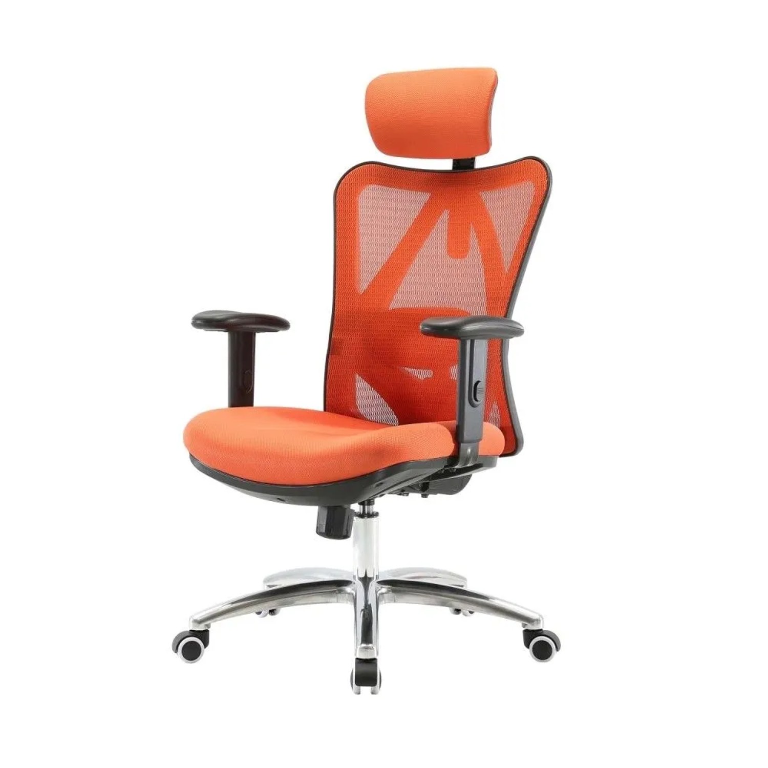 MCW Bürostuhl J86 Schreibtischstuhl Ergonomisch Verstellbare Lordosenstütze 150kg Belastbar ohne Fußstütze Orange