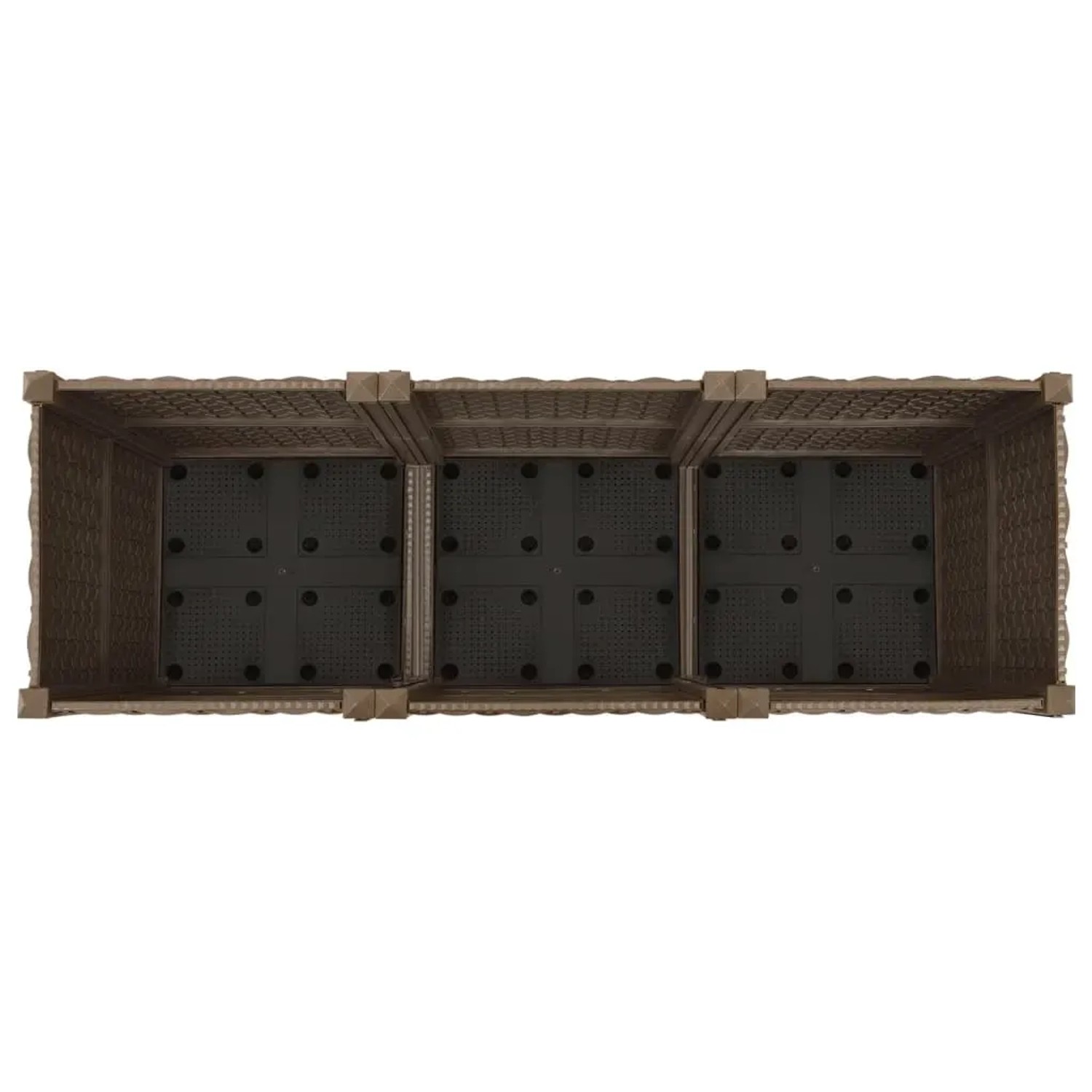 furnicato Hochbeet aus Polypropylen, 120x40x38 cm, braun, von oben.