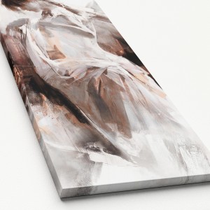 Leinwandbild Haenraets Painted Lovely, 77x27 cm, abstrakte Malerei in Weiß-, Braun- und Schwarztönen.