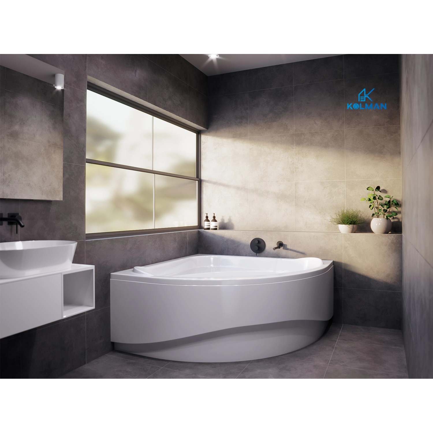Bad Land Badewanne Eckwanne STANDARD 140x140 Ablauf Füße_7