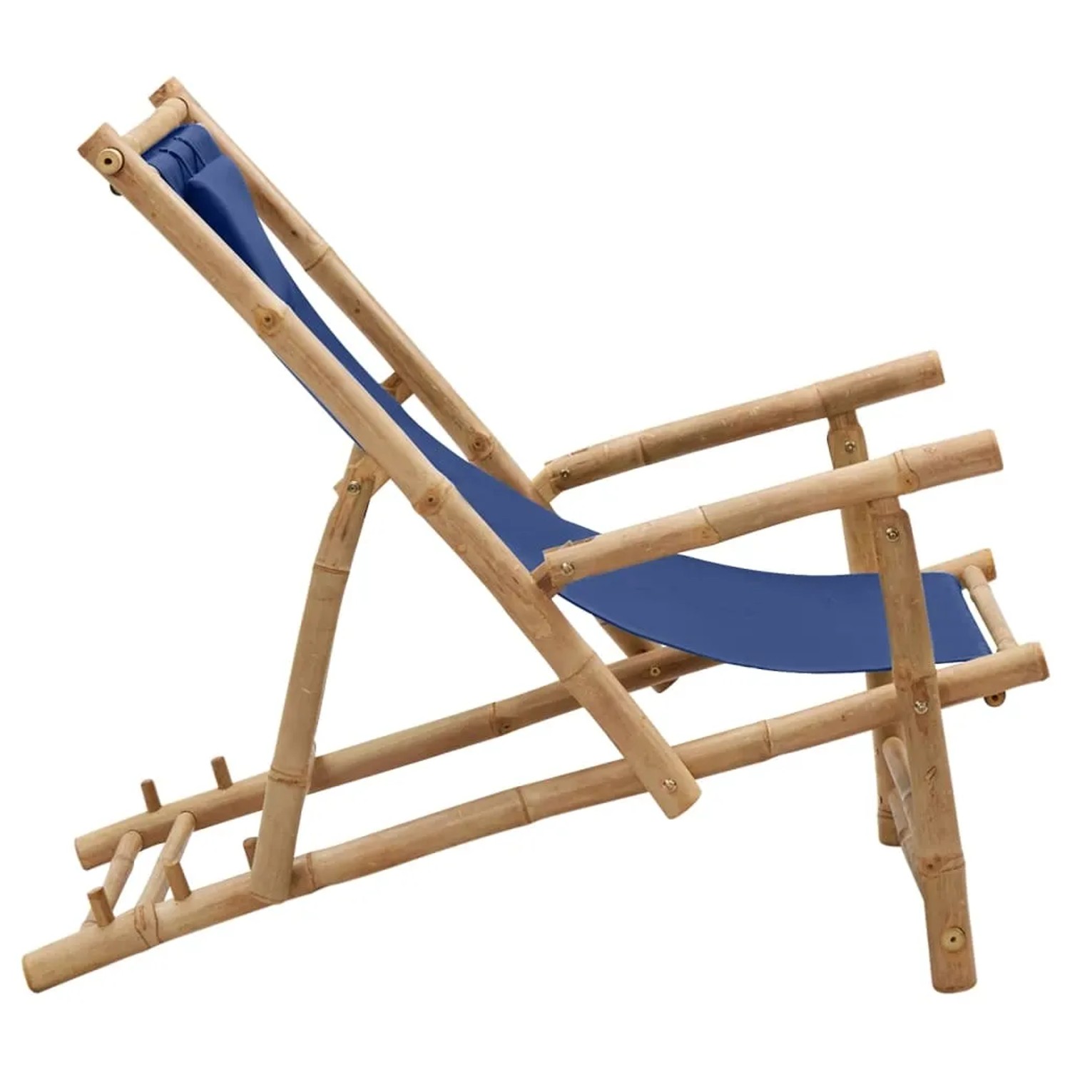 vidaXL Outdoor Liegestuhl Bambus Canvas Marineblau kaufen bei OBI