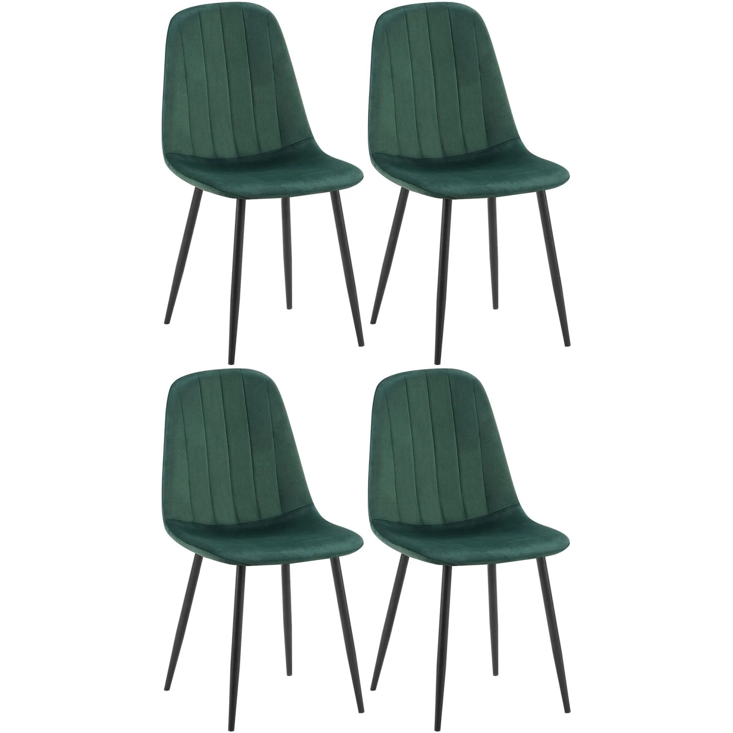 DELUKE 4er Set Esszimmerstuhl FOLIS Samt Grünfarbig 45x54x88cm Essstühle Esszimmerstühle Küchenstühle Wohnzimmerstühle