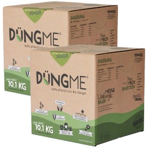 Universaldünger DüngMe 20 kg (2 x 10 kg) im Karton. Geeignet für Gemüse, Obst, Grünflächen und Pflanzen.