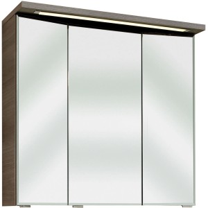 Pelipal Spiegelschrank Trentino, Graphit Struktur, 75 cm breit, mit drei Spiegeltüren und Beleuchtung.
