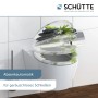 Schütte WC-Sitz Jasmin mit Absenkautomatik und Motivdruck auf einem weißen WC.