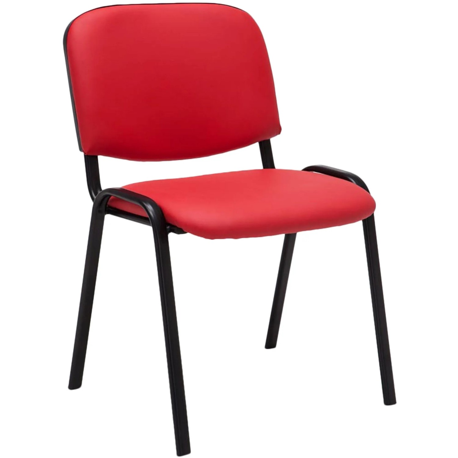 DELUKE Besucherstuhl ZAGREB Kunstleder Rot 53x53x83cm Konferenzstuhl Wartezimmerstuhl Bürostuhl